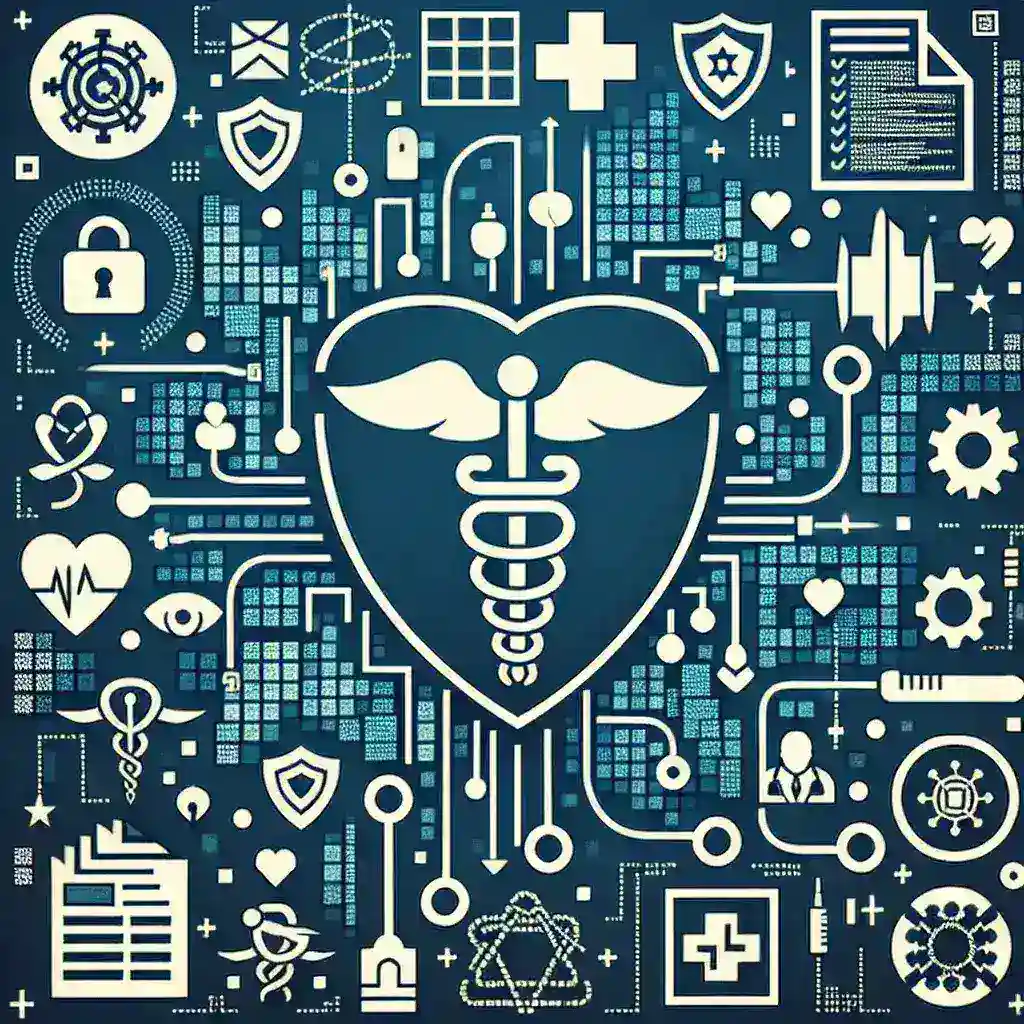 "Ilustração mostrando como a tecnologia blockchain está transformando a privacidade e segurança dos dados médicos na saúde, com elementos visuais de cadeados digitais e uma rede de dados conectados."
